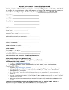 Registration Form - Summer Enrichment