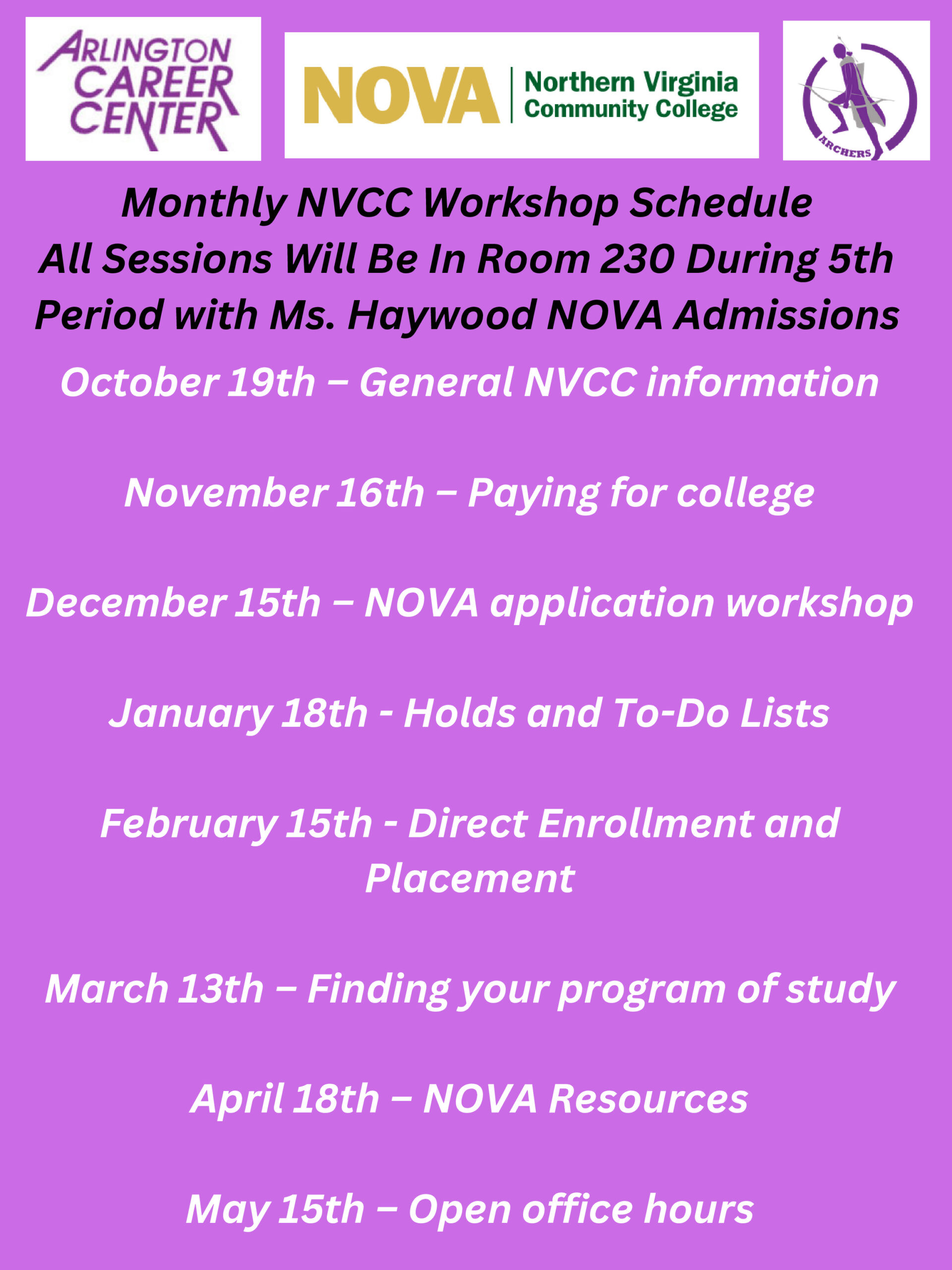 thumbnail of NVCC Workshop Schedule
