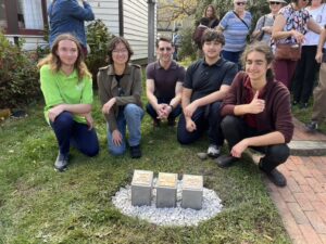 Arlington Tech program students and teacher, Mr. Kivitz, at the unveiling of the stumbling stones at Ball-Sellers House
