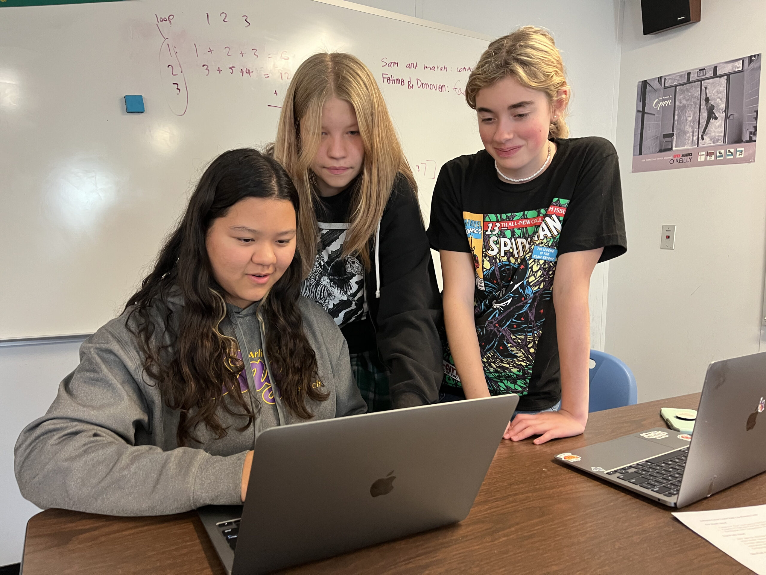 Three student participants in the NASA App Development Challenge