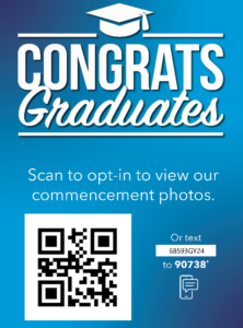 Graduation flyer and QR code for Seniors to view their graduation pictures