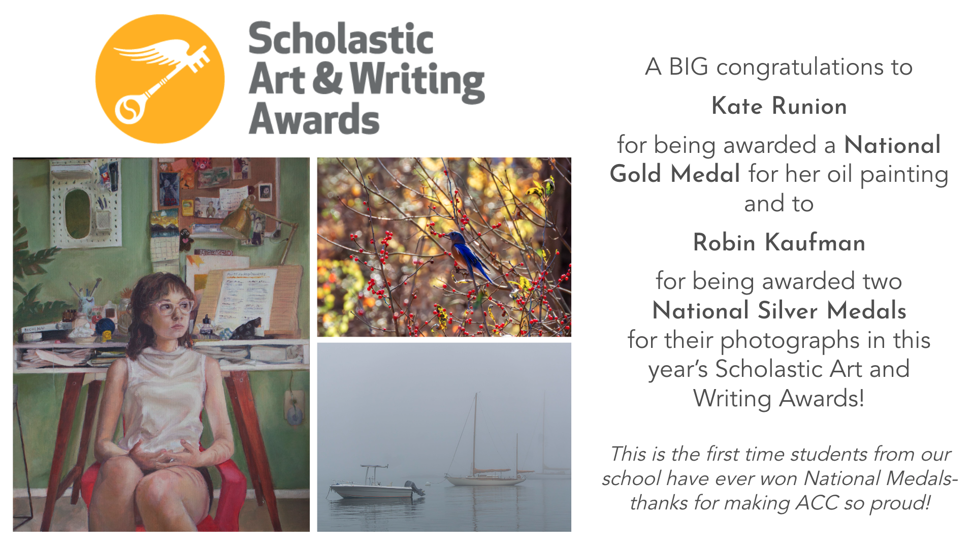 Collage of art work created by Art I/II students for the Scholastic Art&Writing Awards
