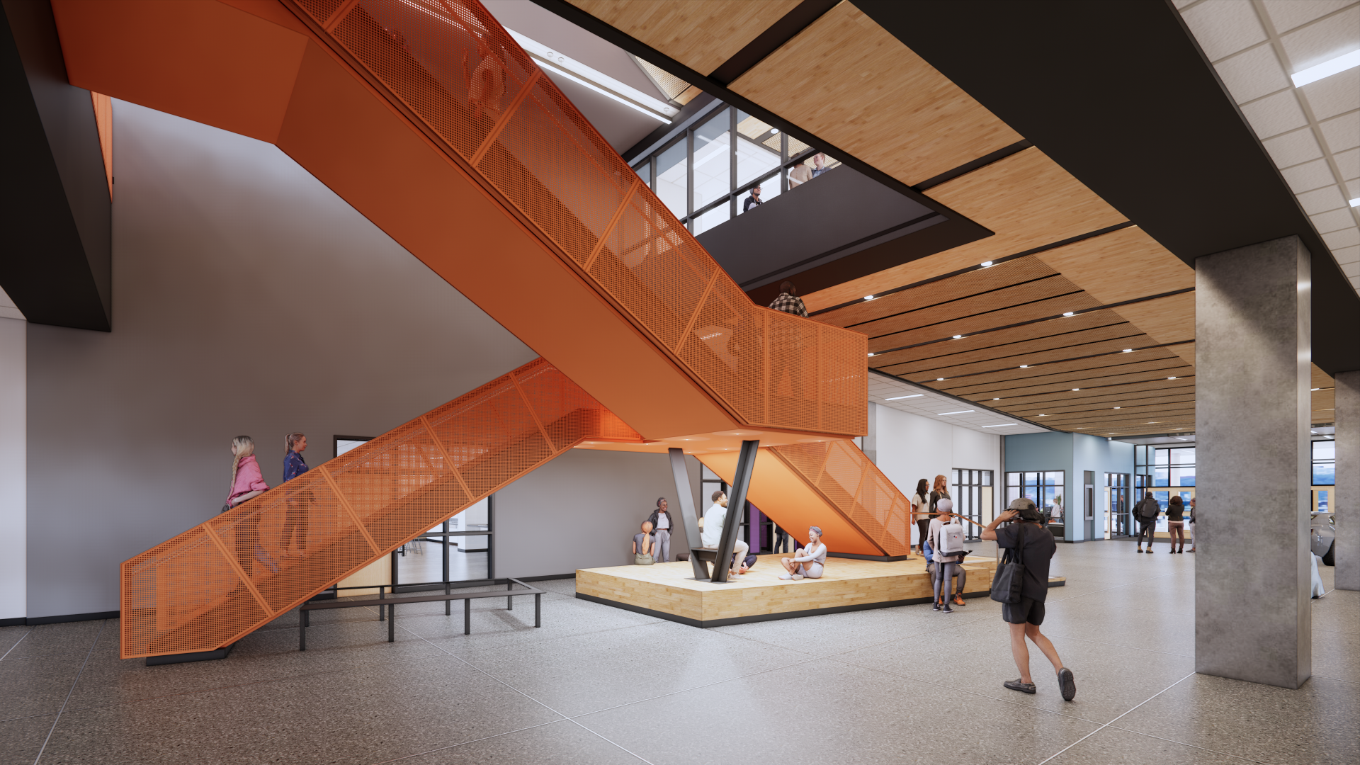 Stantec rendering of Grace Hopper Center's open stairs